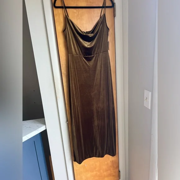 Olive Velvet Dress - Picture 1 of 4